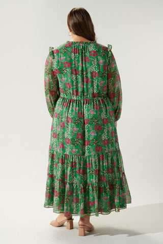 ROXIE FLORAL TIERED MIDI DRESS
