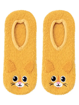 Fuzzy Tan Kitty Slipper socks