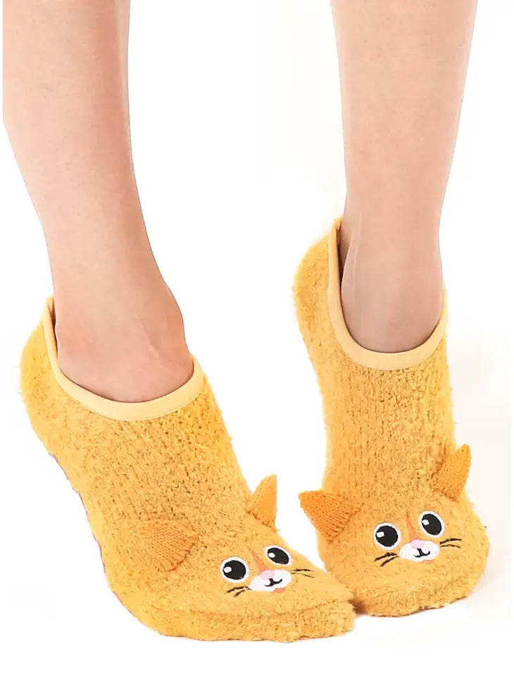 Fuzzy Tan Kitty Slipper socks