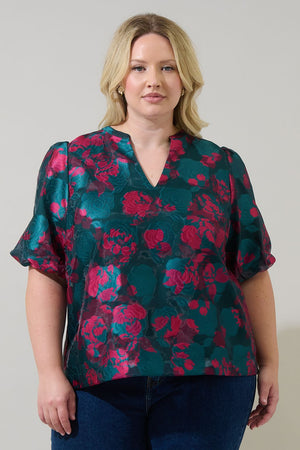 ALEXA TAVIA SPLIT NECK BLOUSE