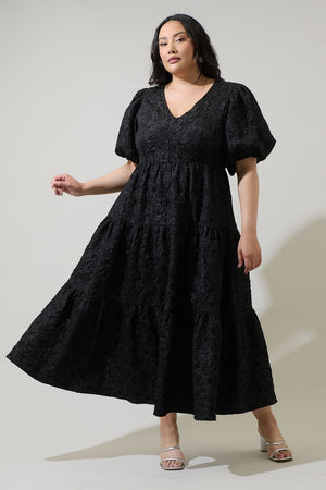 CLASSY JACQUARD MAXI TIERED DRESS