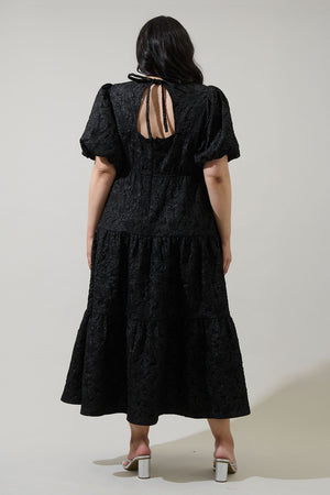 CLASSY JACQUARD MAXI TIERED DRESS