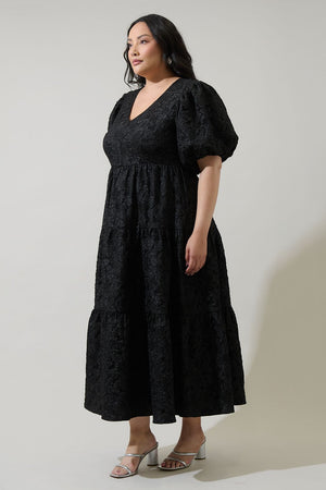 CLASSY JACQUARD MAXI TIERED DRESS