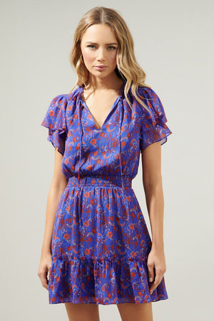 HARLANN FLORAL RUFFLE DRESS