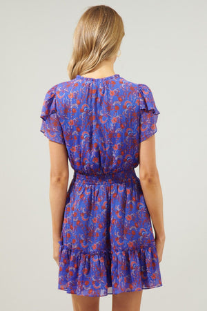 HARLANN FLORAL RUFFLE DRESS