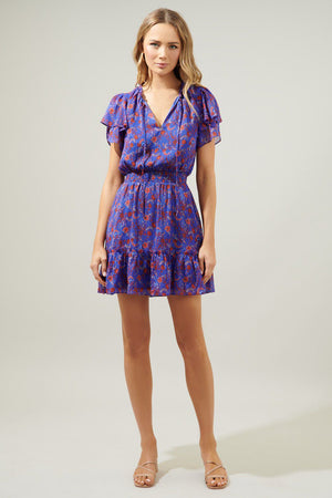 HARLANN FLORAL RUFFLE DRESS