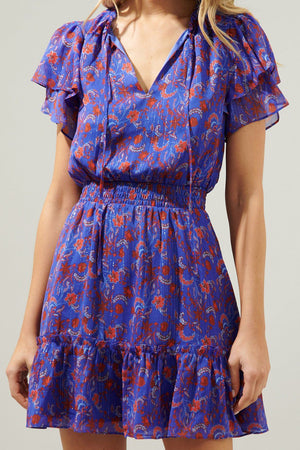 HARLANN FLORAL RUFFLE DRESS