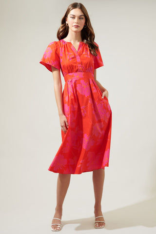 Marlene Floral Poplin Midi Dress