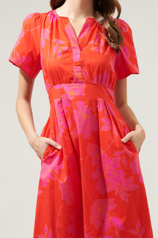 Marlene Floral Poplin Midi Dress