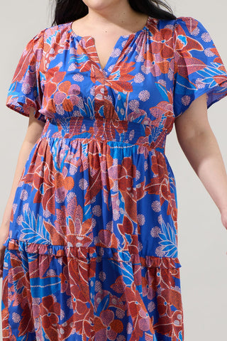 BECCA BLUE FLORAL PALMER MAXI DRESS