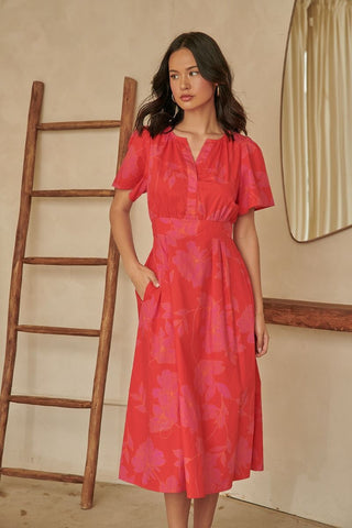 Marlene Floral Poplin Midi Dress