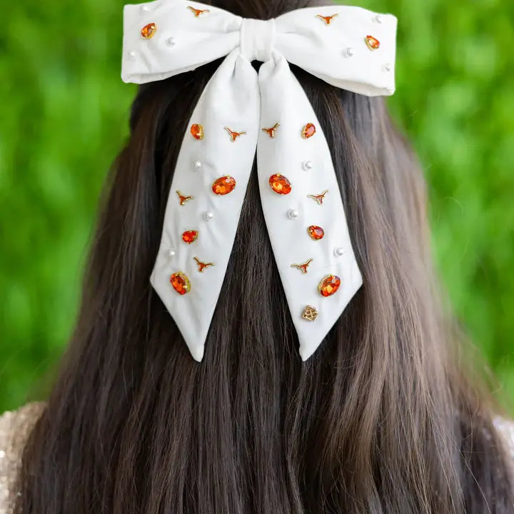 White University of Texas Bow Barrette