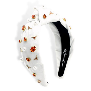 TEXAS LONGHORN HEADBAND- white with burnt orange