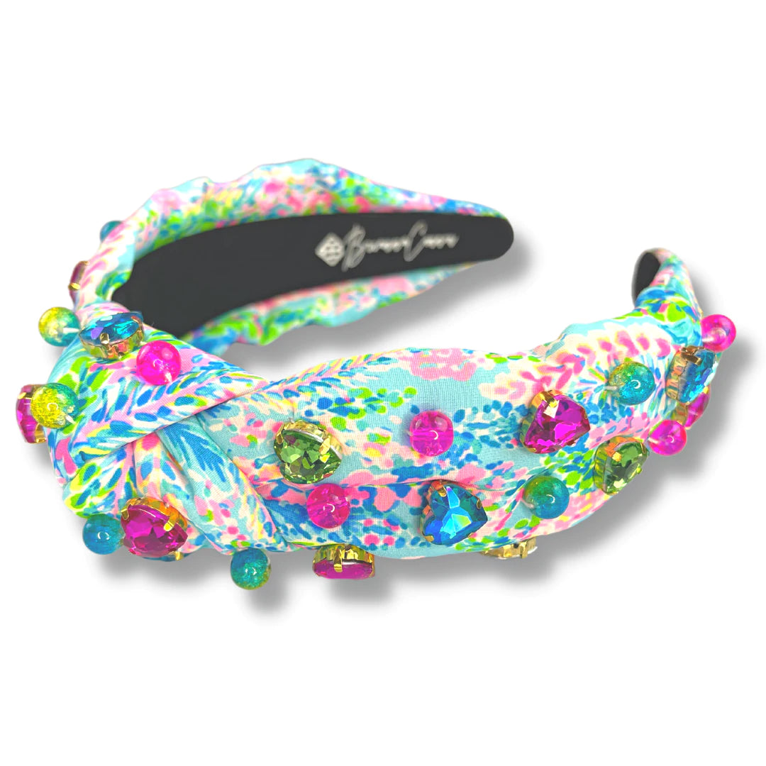 BRIANNA CANNON BRIGHT SUMMER HEADBAND WITH BLUE, PINK & GREEN CRYSTALS