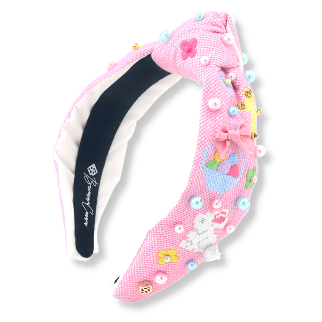 ADULT SIZE PINK EASTER CROSS-STITCH HEADBAND