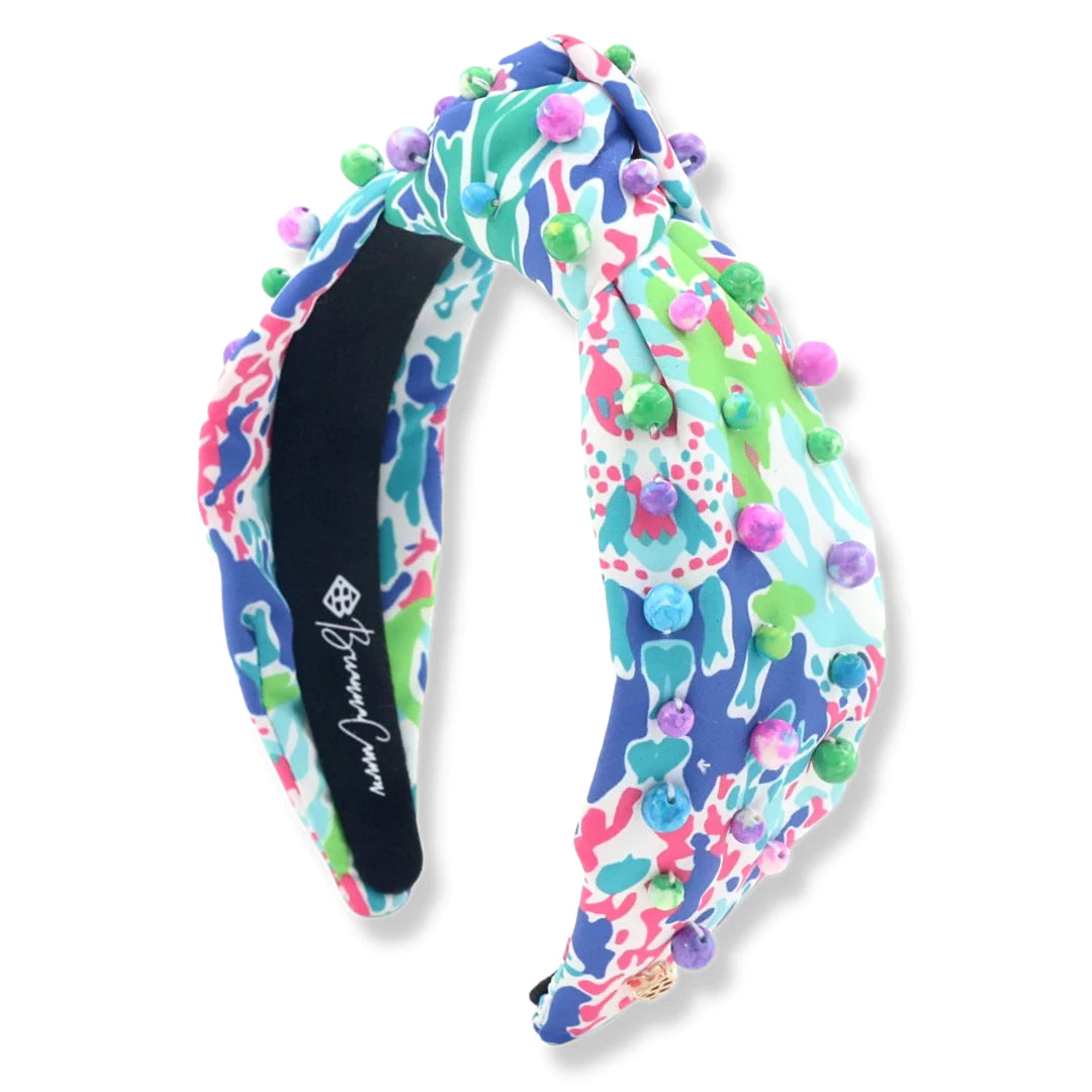 BRIGHT WATERCOLOR HEADBAND WITH MULTICOLOR BEADS BRIANNA CANNON