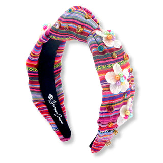 BRIANNA CANNON FIESTA SERAPE HEADBAND 3D FLOWERS AND CRYSTALS