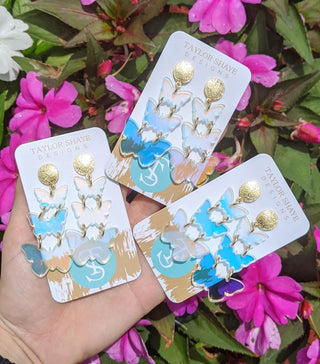 TAYLOR SHAYE TRIPLE BUTTERFLY DROPS IRIDESCENT