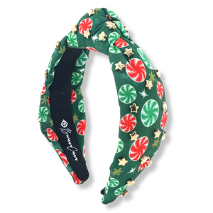 PRECIOUS PEPPERMINT PRINT HEADBAND WITH GOLD STAR