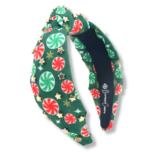 PRECIOUS PEPPERMINT PRINT HEADBAND WITH GOLD STAR