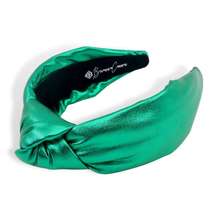 GREEN PUFF METALLIC KNOTTED HEADBAND