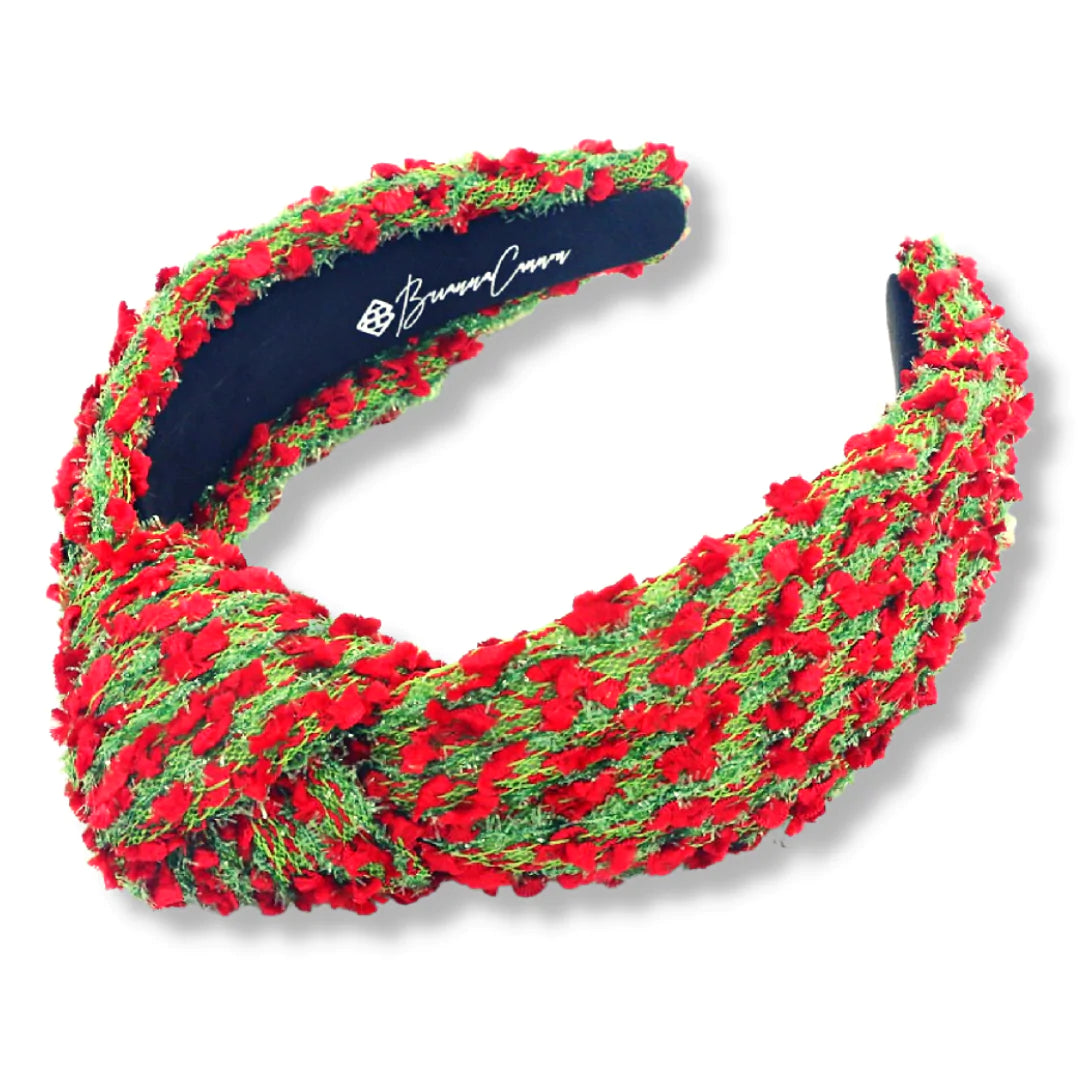 GREEN AND RED TEXTURED WOVEN HEADBAND