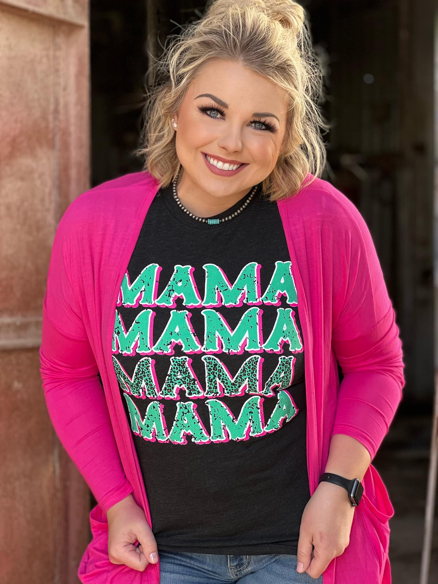 MAMA TURQUOISE LEOPARD TEE