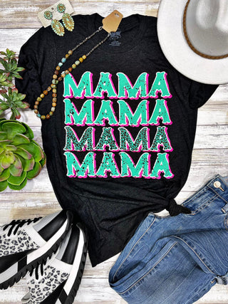 MAMA TURQUOISE LEOPARD TEE