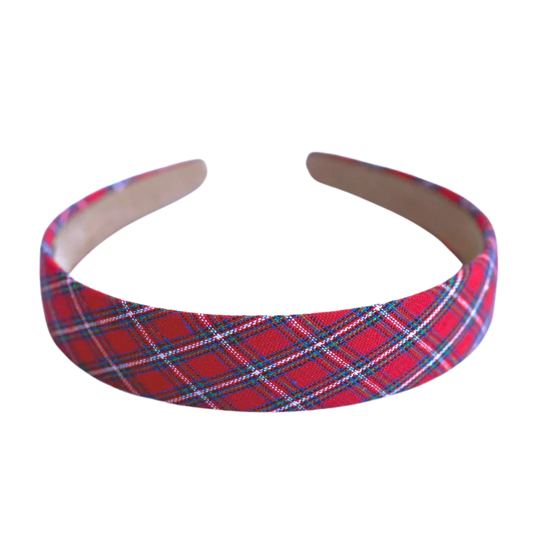 THIN RED PLAID HEADBAND