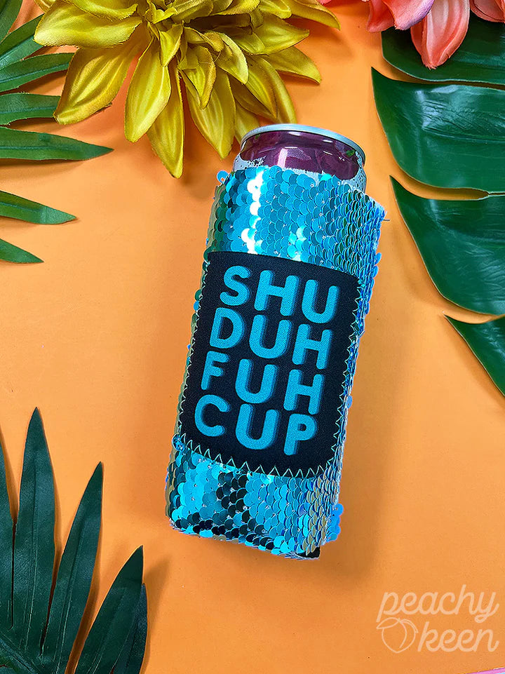 SHU DUH FUH CUP MINT SEQUIN SLIM CAN COOLER