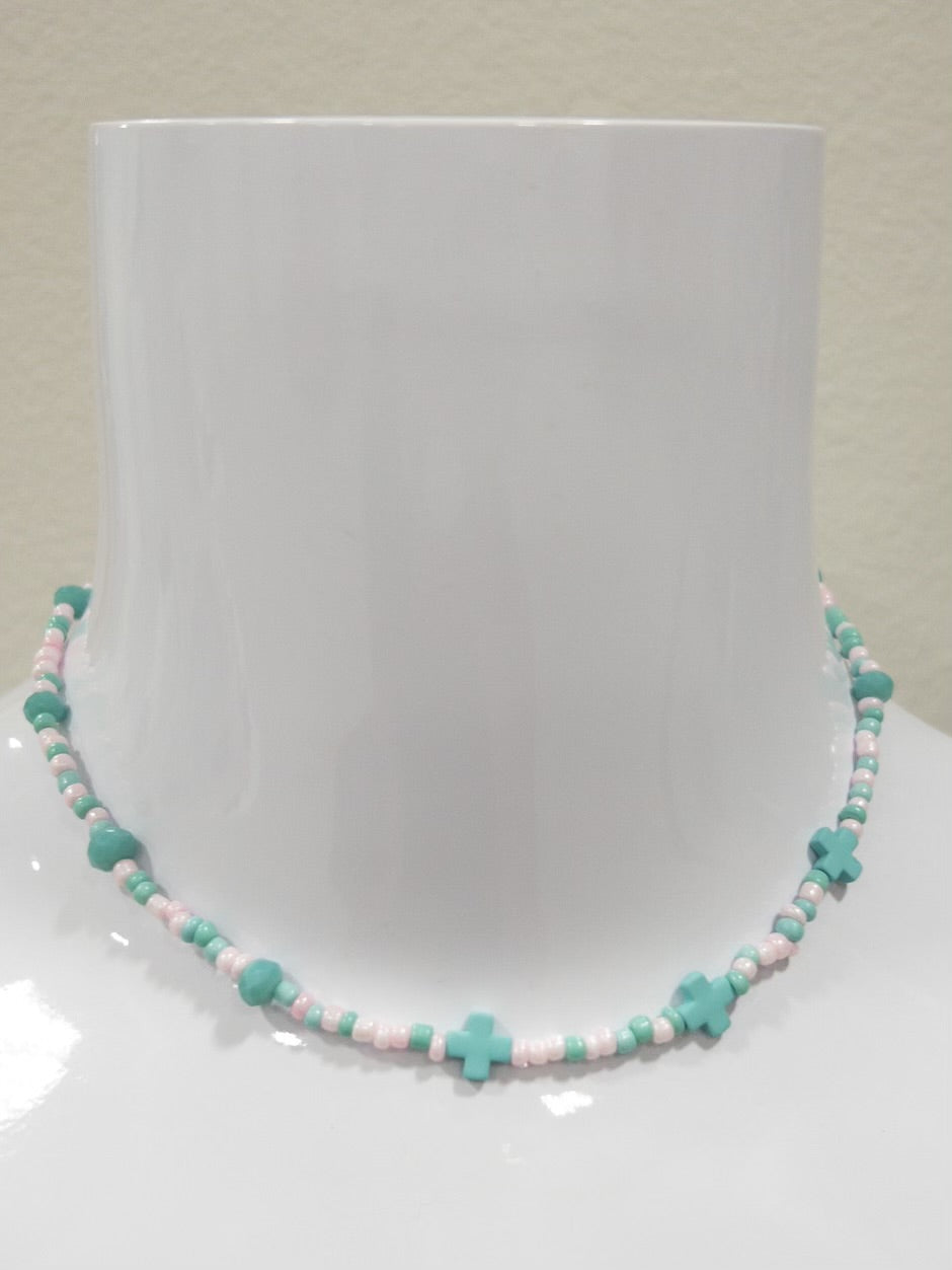 JANE MARIE KIDS! TEAL CROSS NECKLACE