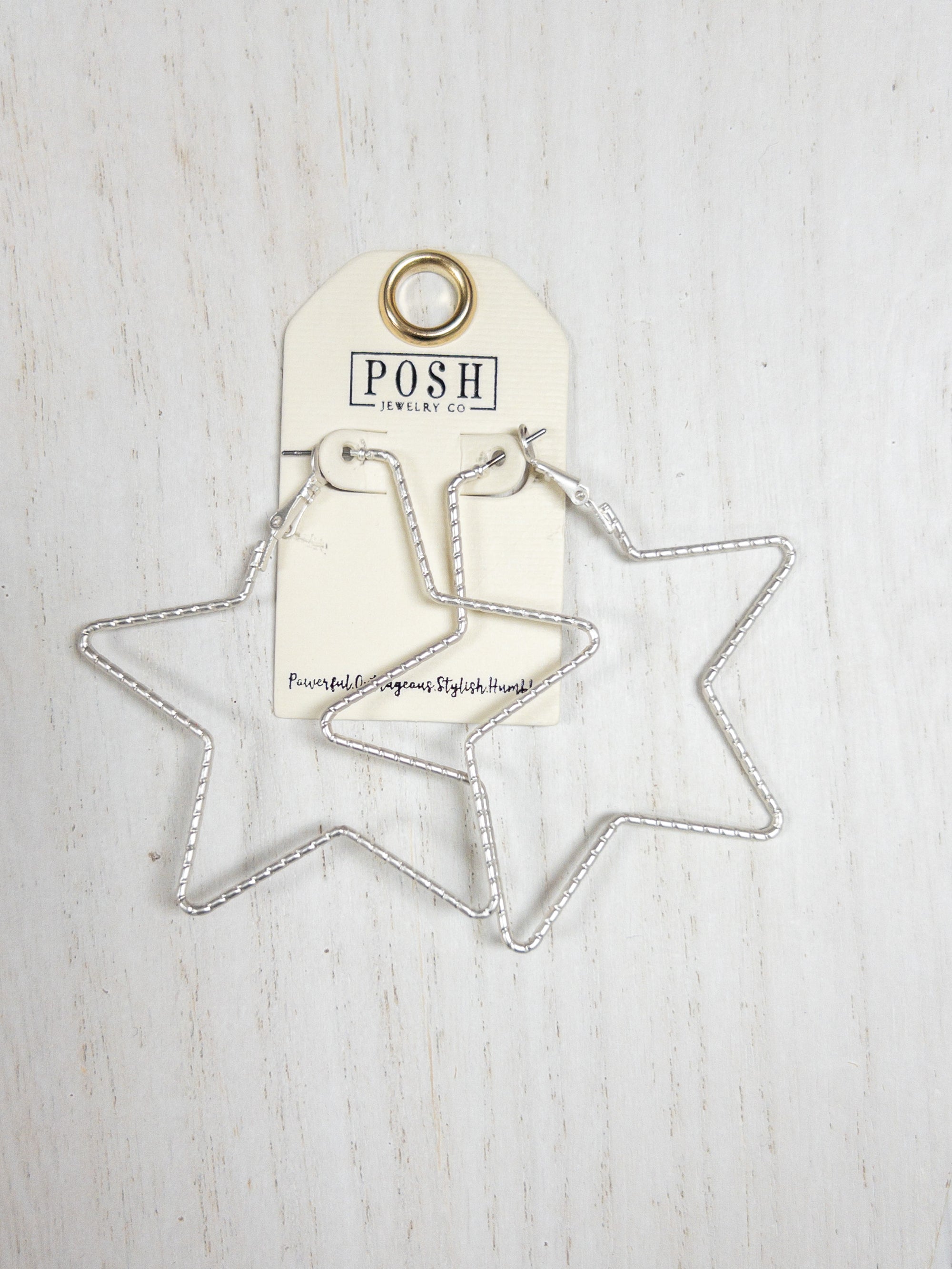 POSH SILVER STAR HOOPS