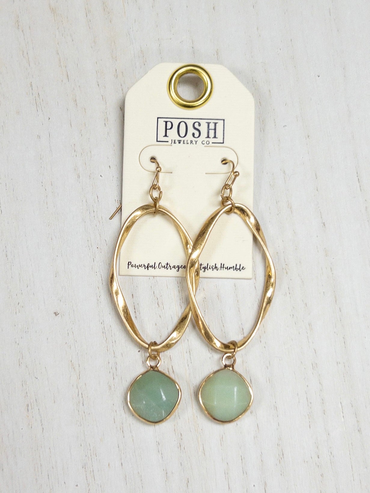 POSH MINT STONE DANGLES