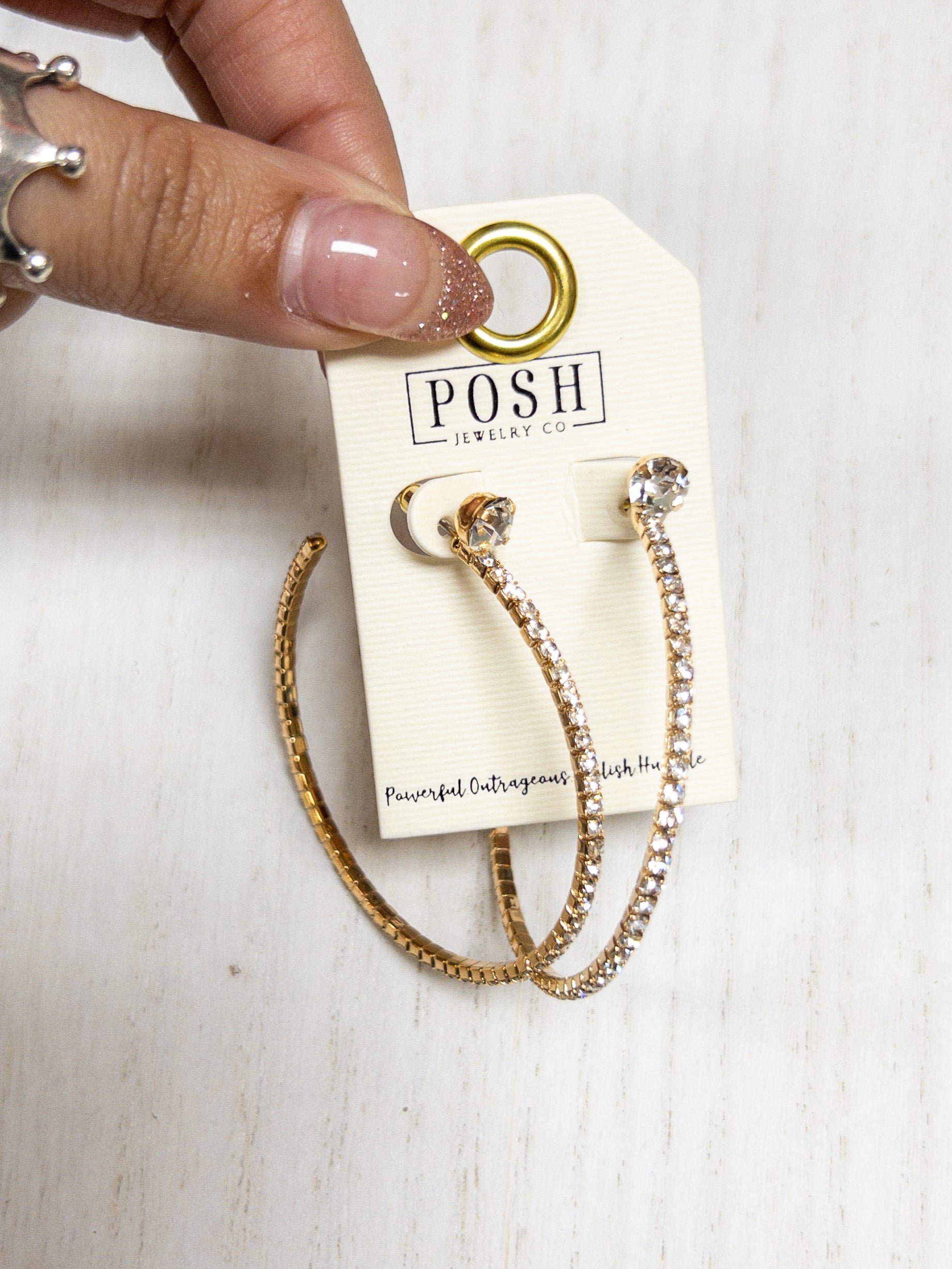 POSH HALF BLING GOLD HOOPS