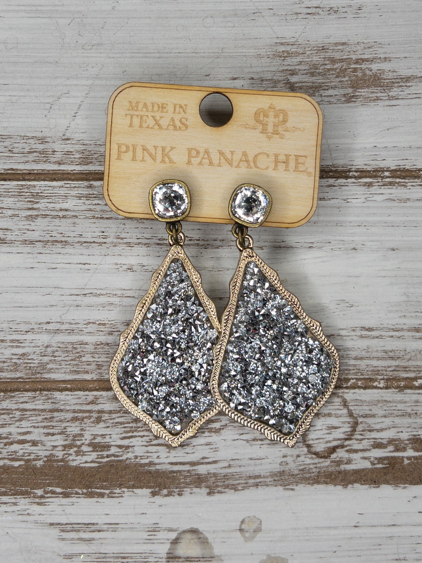 SILVER PINK PANACHE TEARDROP DANGLES