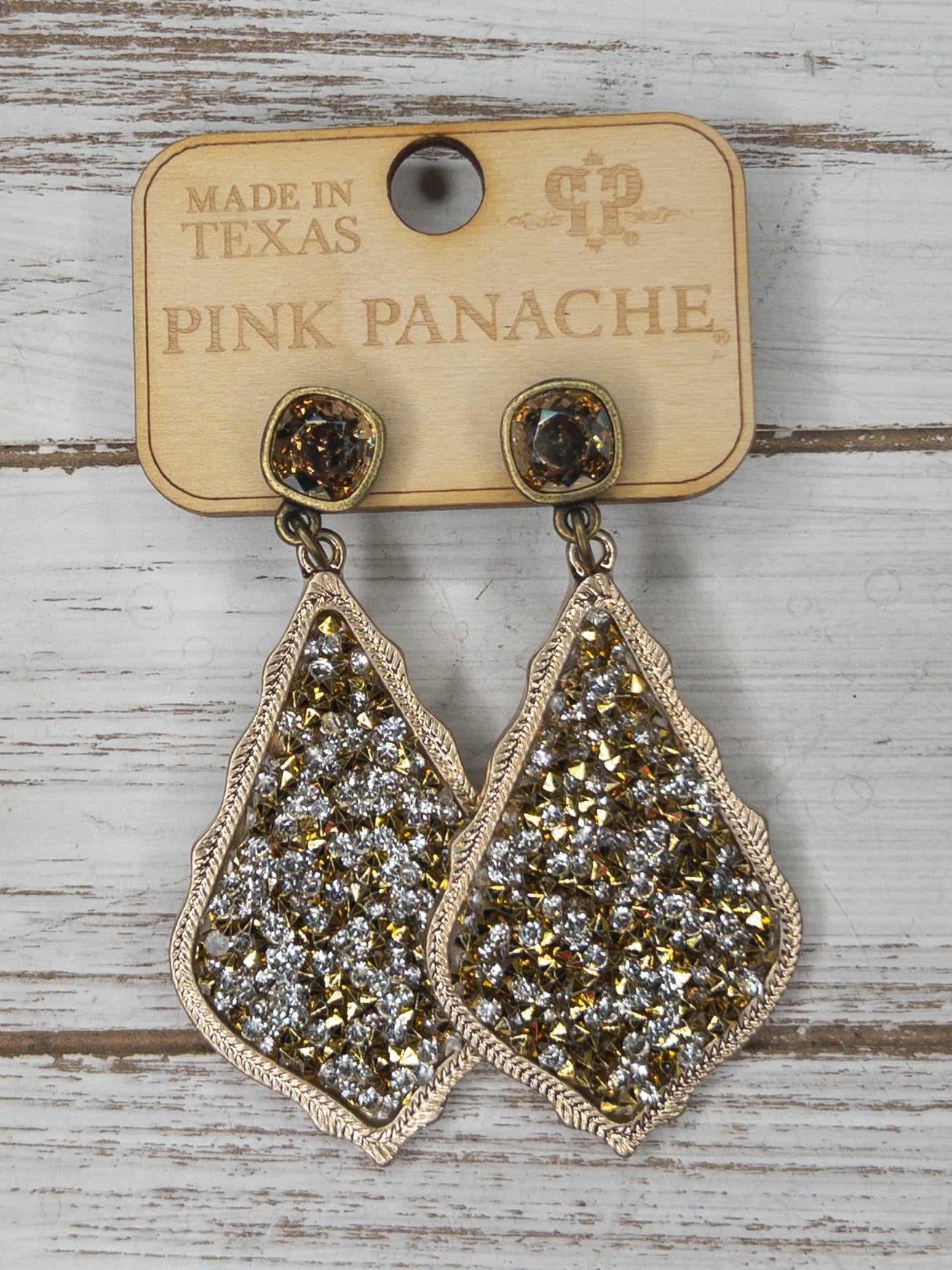 BRONZE PINK PANACHE TEARDROP DANGLES