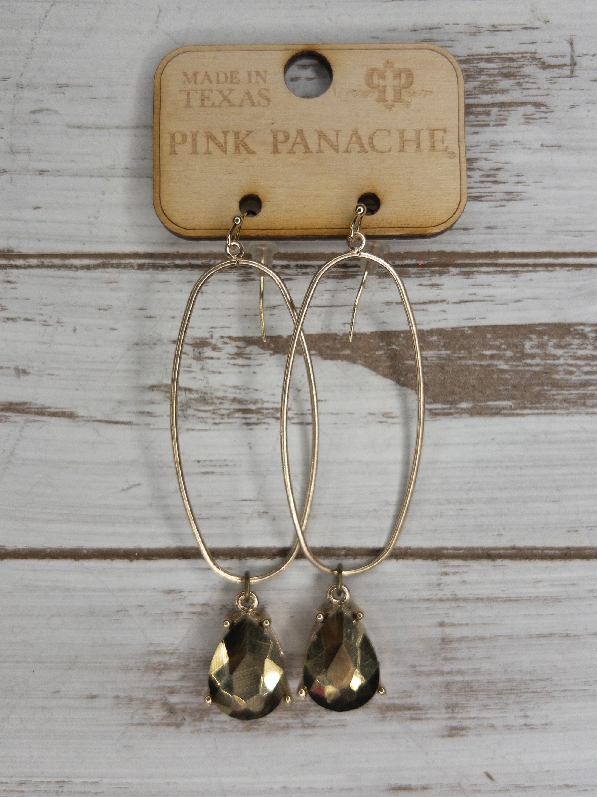 PINK PANACHE DROP LG GEM DANGLES