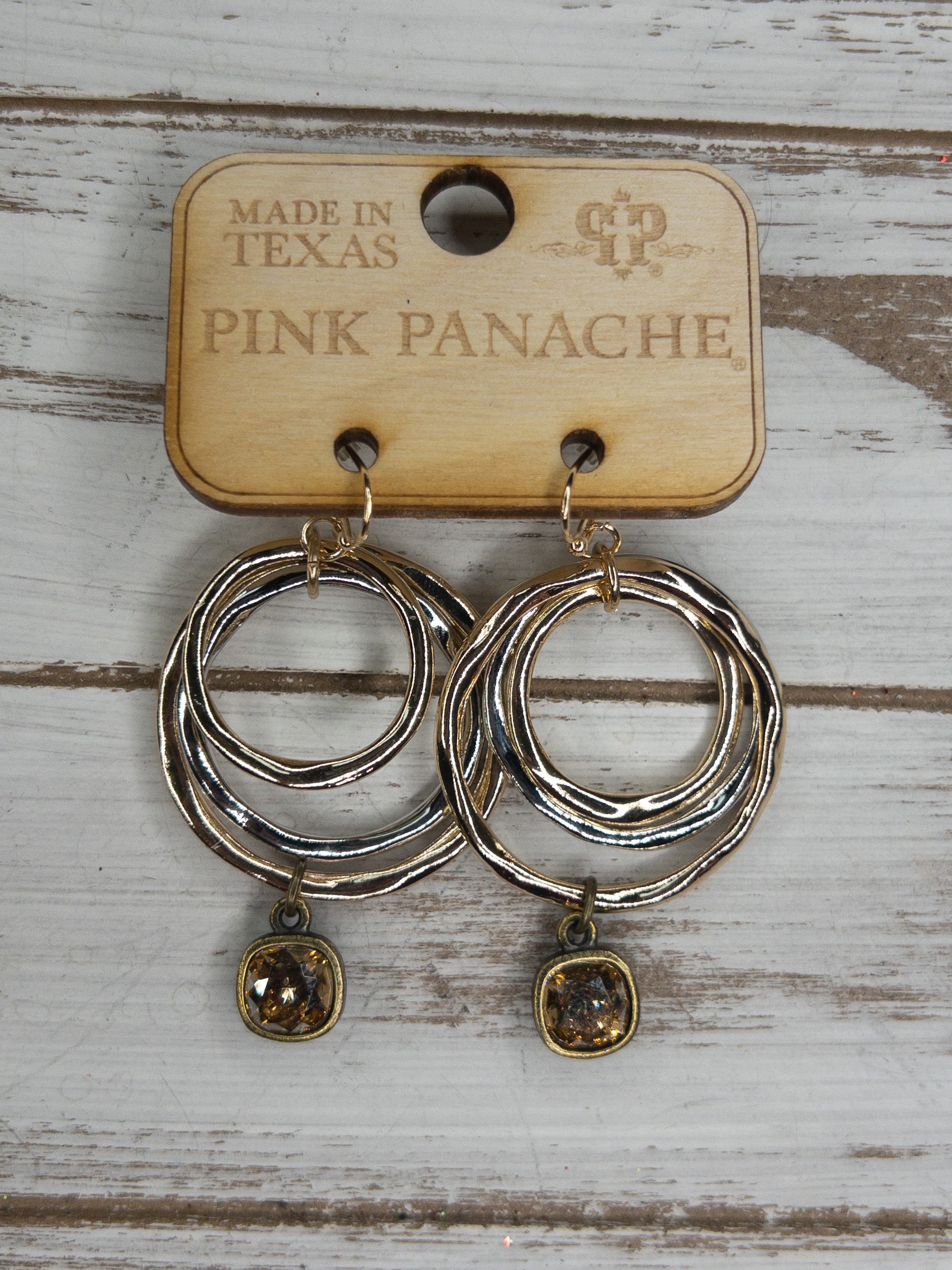 SILVER GOLD MULTI CIRCLE PINK PANACHE DANGLES