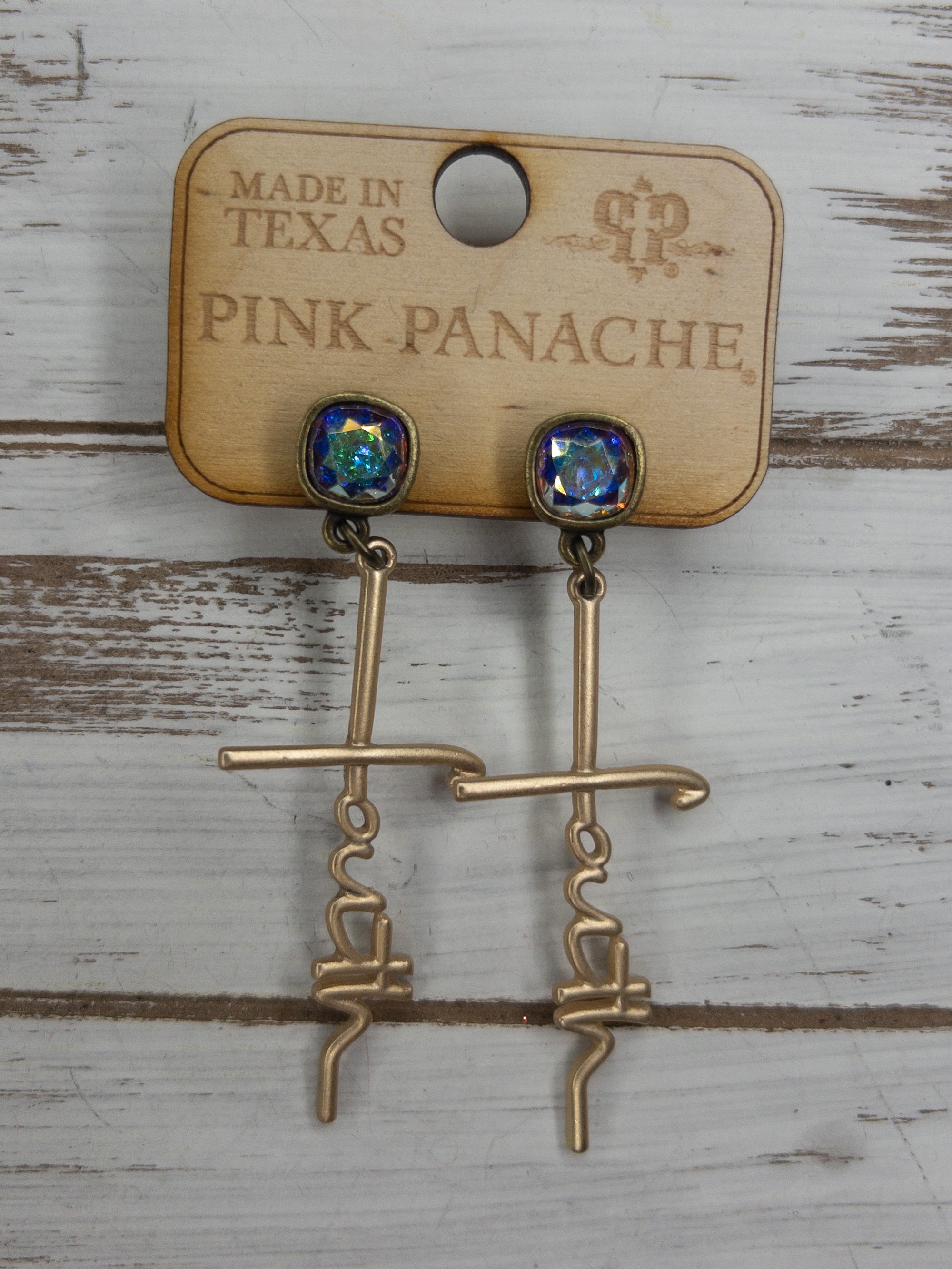 FAITH GOLD PINK PANACHE DANGLES