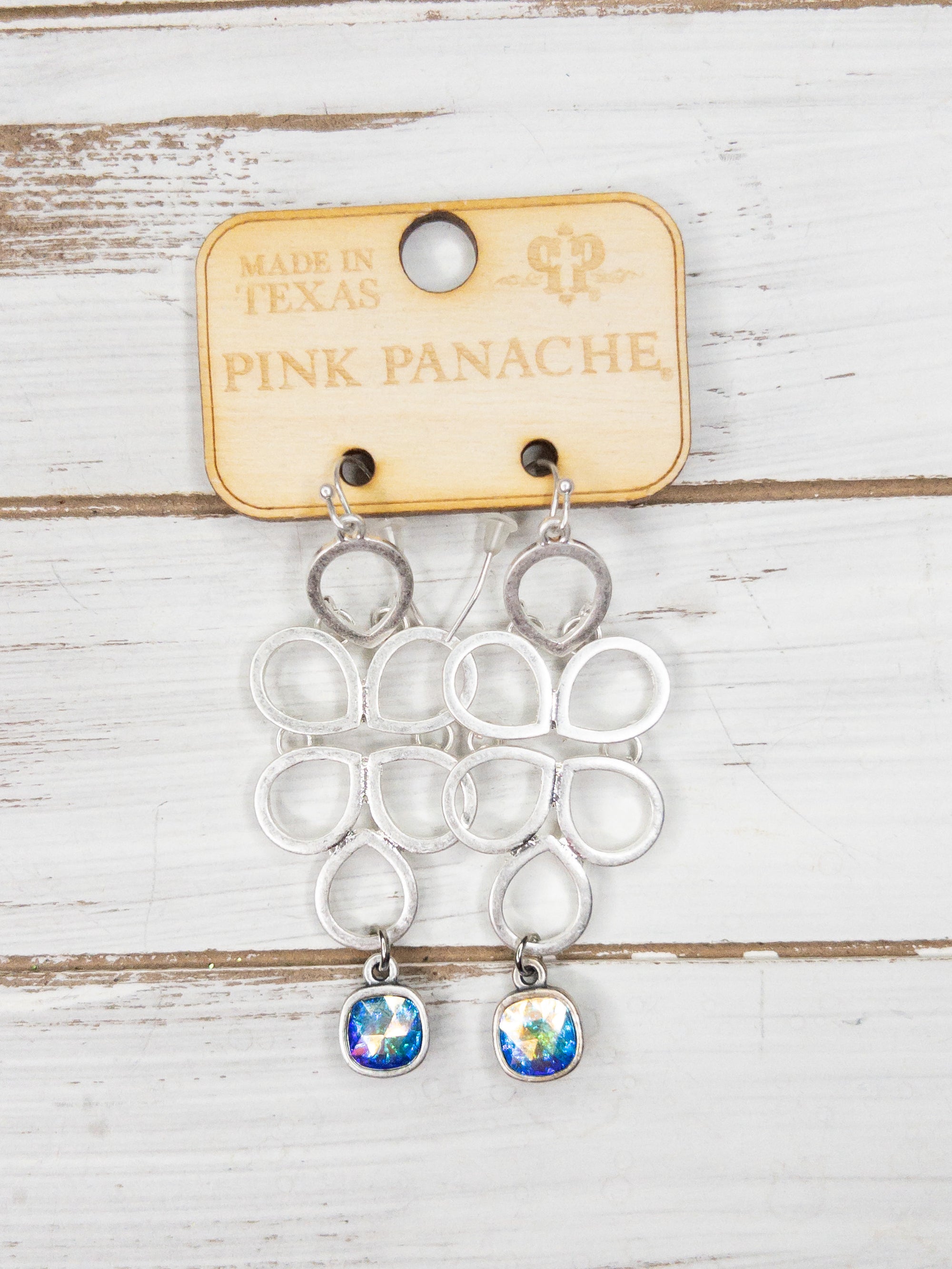 SILVER FLOWER POWER PINK PANACHE DANGLES