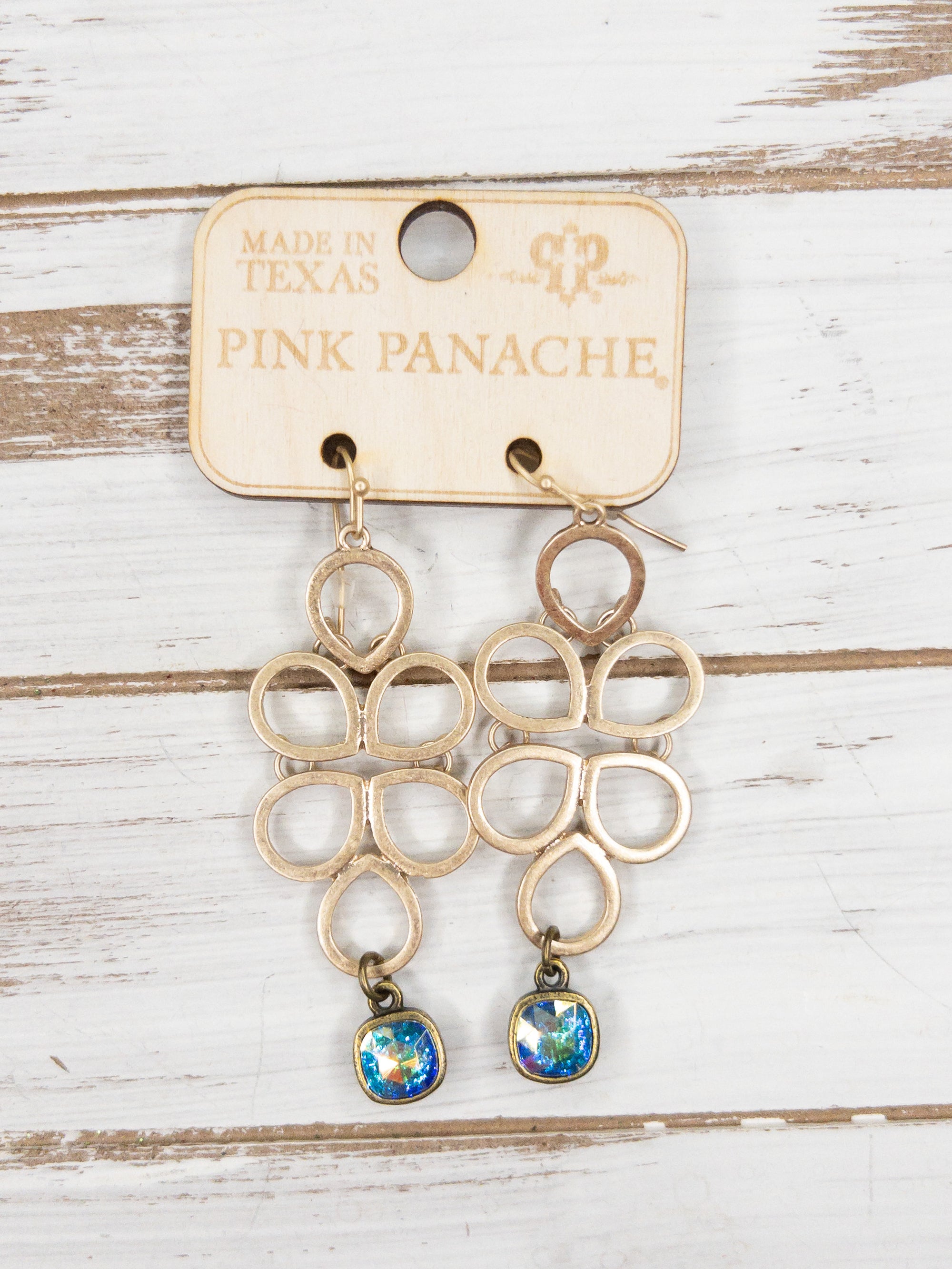 GOLD FLOWER POWER PINK PANACHE DANGLES