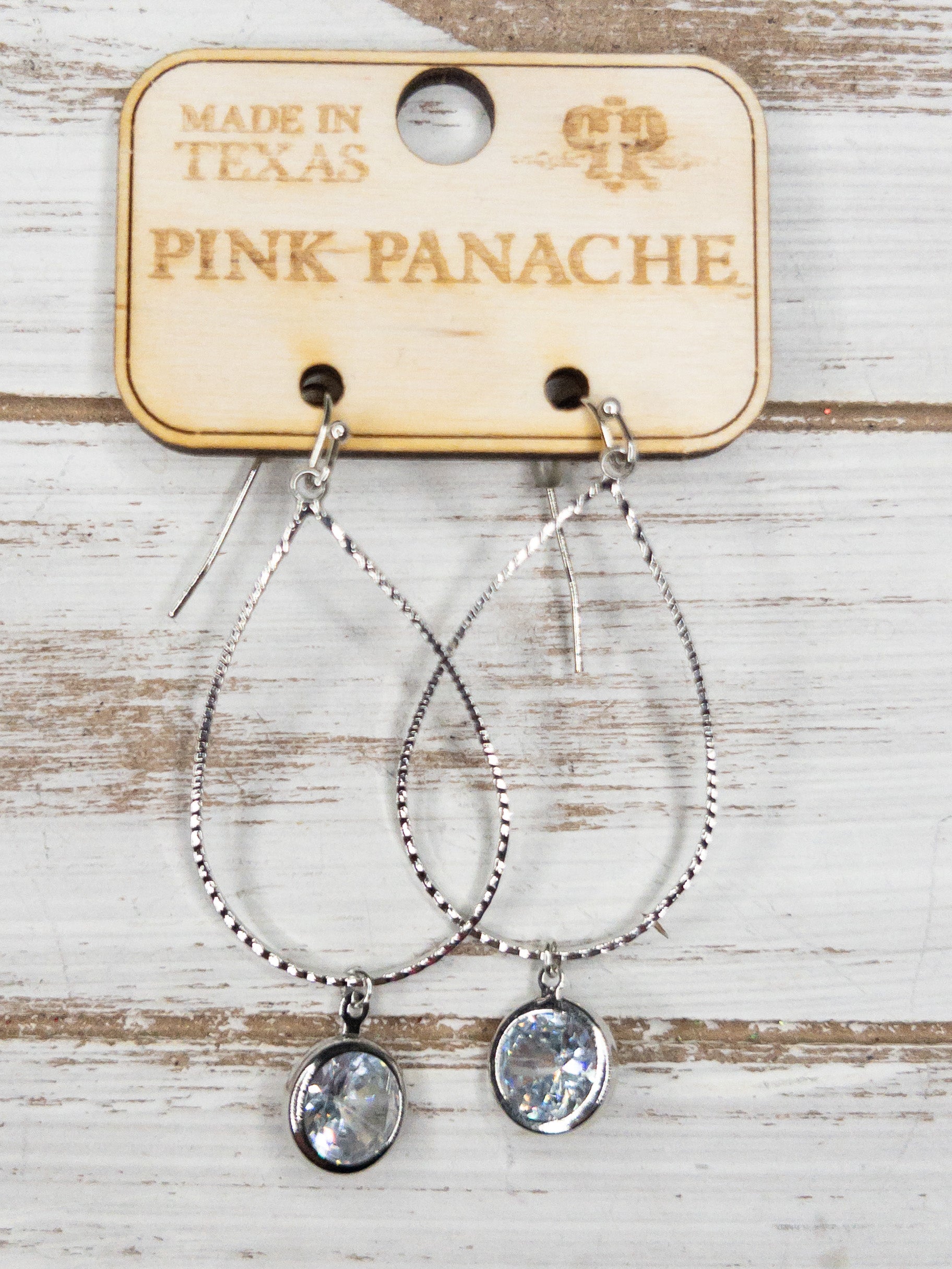 SILVER TEARDROP PINK PANACHE CLASSIC DANGLES