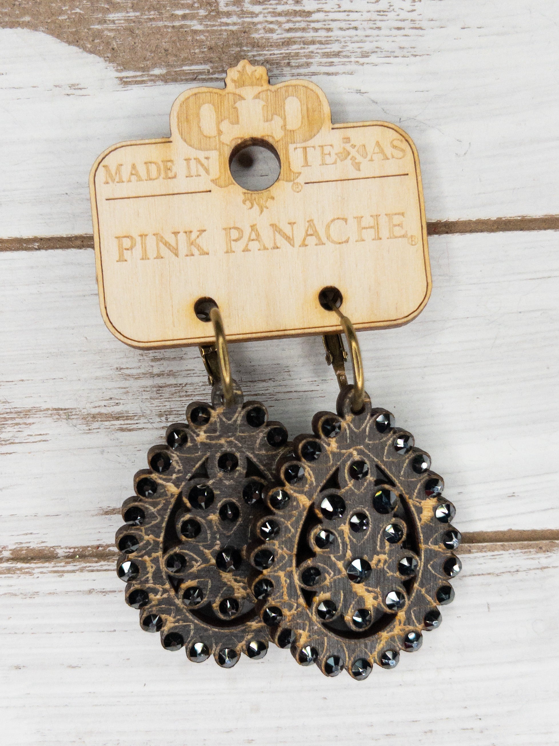 BLACK PINK PANACHE WOODEN DANGLES