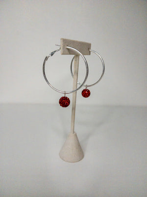 RED BLING ORNAMENT HOOP PINK PANACHE
