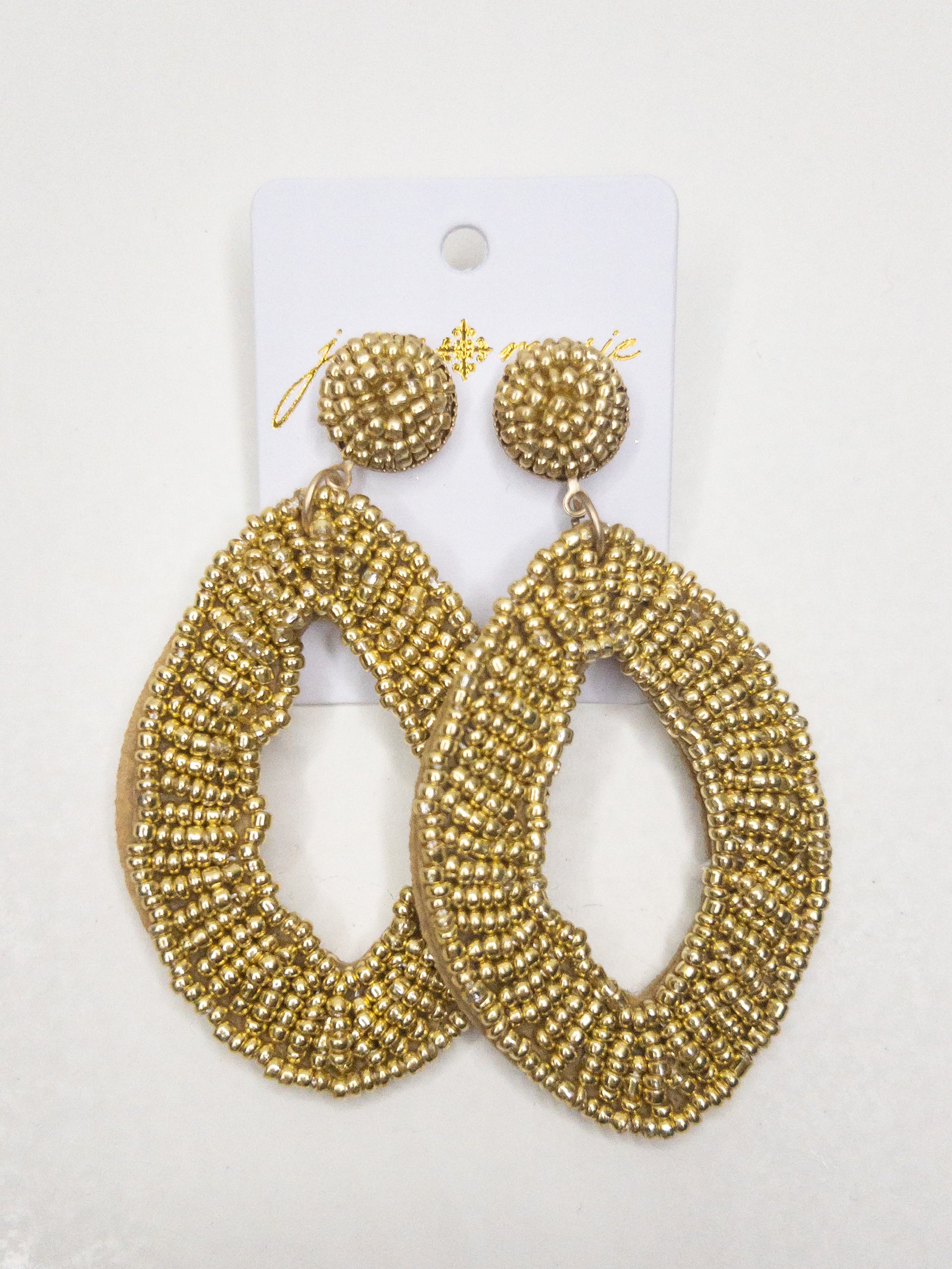 GOLD BEADED OPEN OVAL JANE MARIE