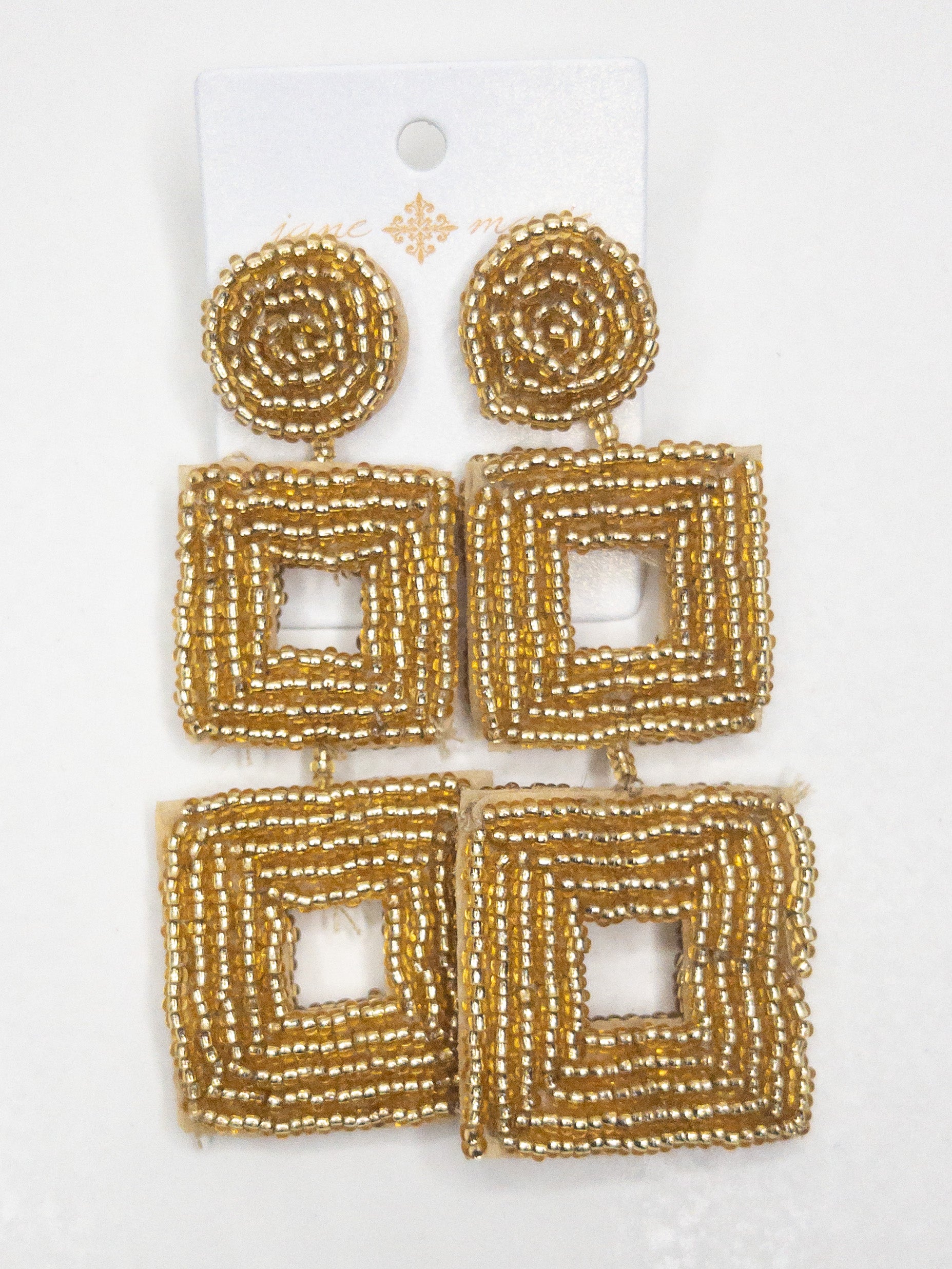 POST GOLD BEADED 3 TIER JANE MARIE EARRINGS