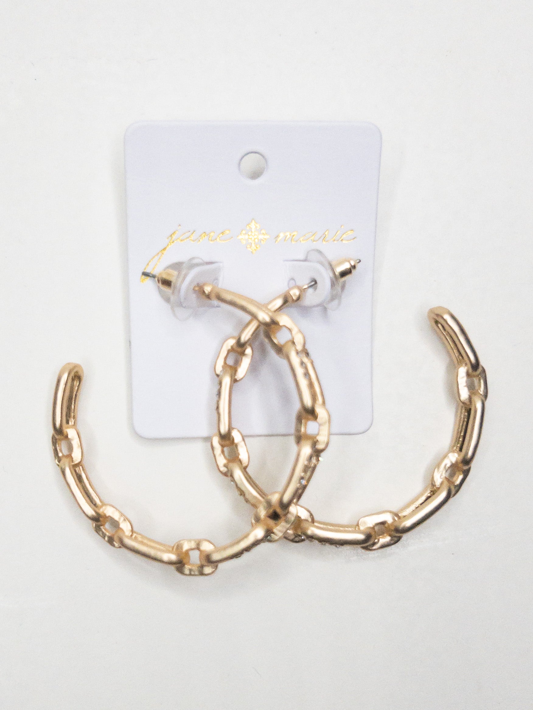 JANE MARIE CHAIN LINK HOOPS WITH SILVER GEM