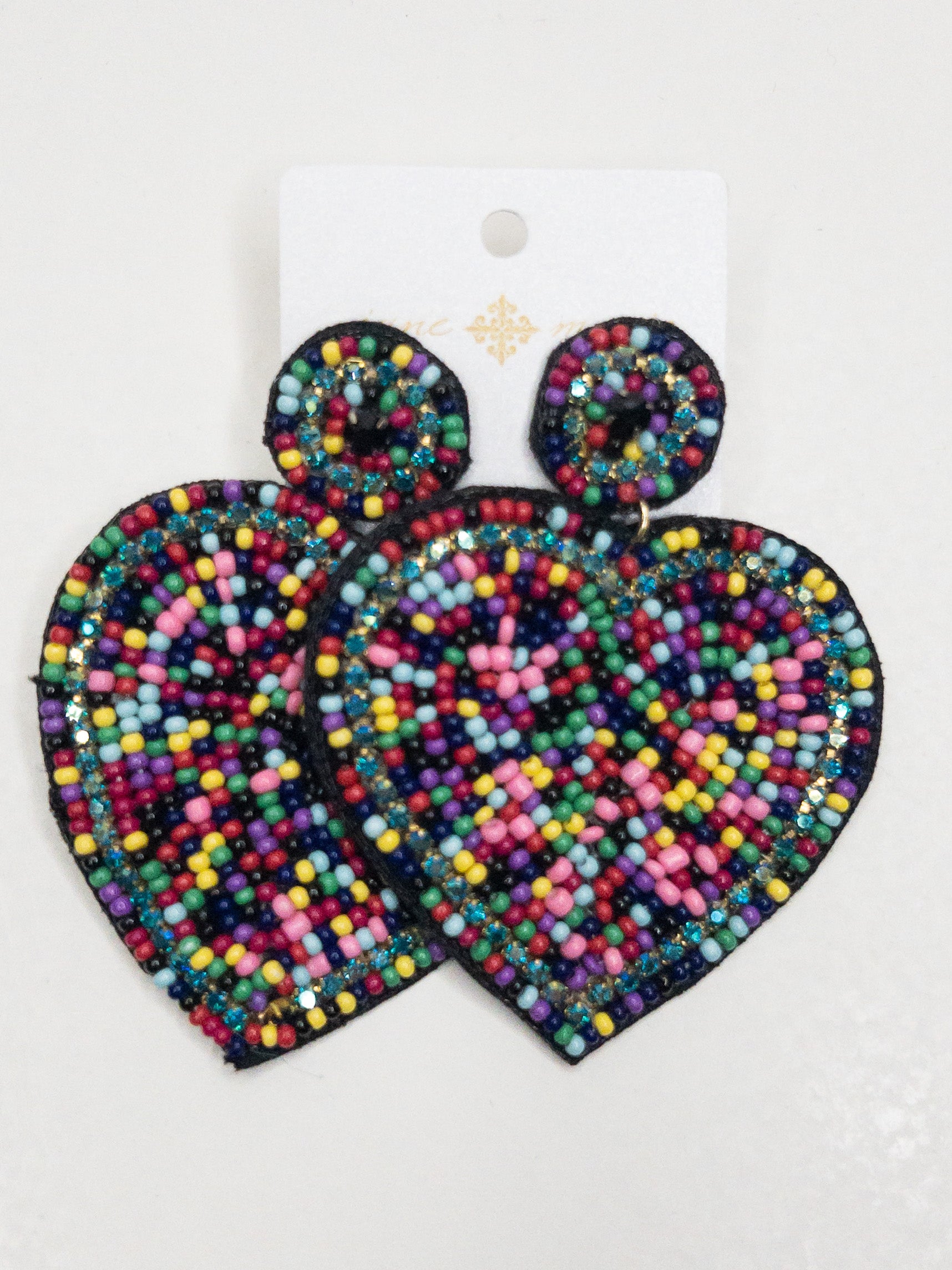 BEADED HEART COLORFUL POST JANE MARIE EARRINGS