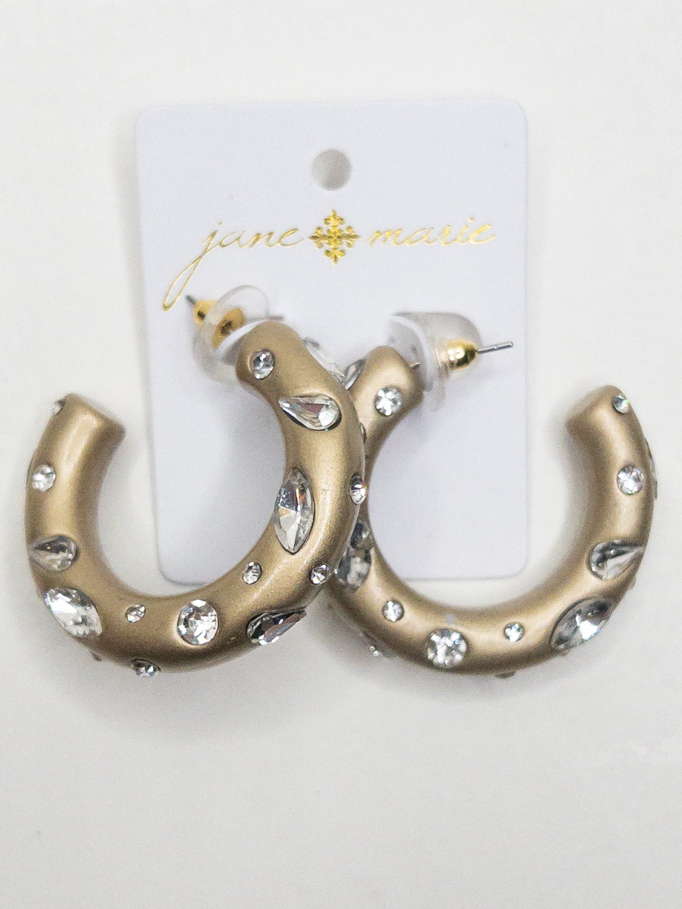 JANE MARIE GOLD AND SILVER GEM THICK HOOPS