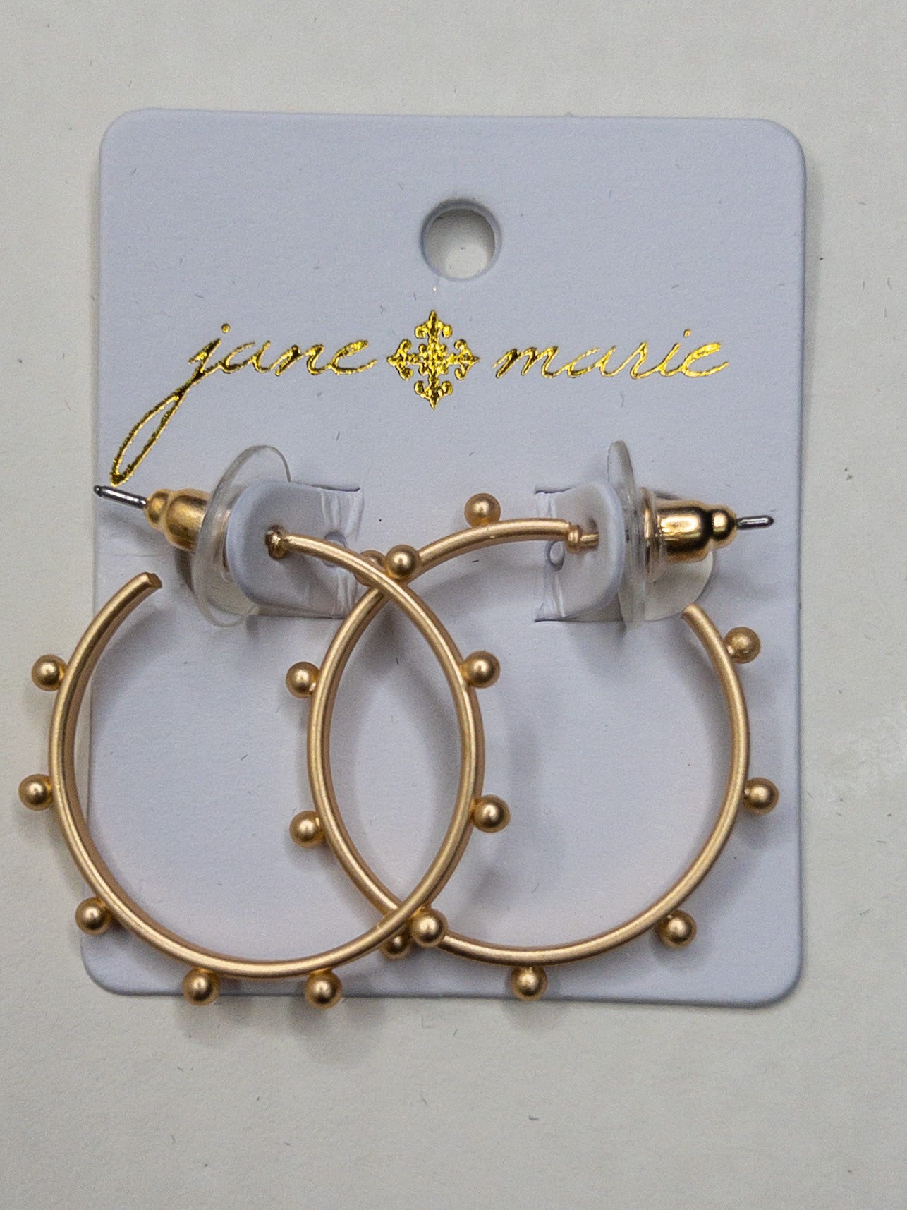 JANE MARIE SMALL GOLD HOOPS WITH DOTS